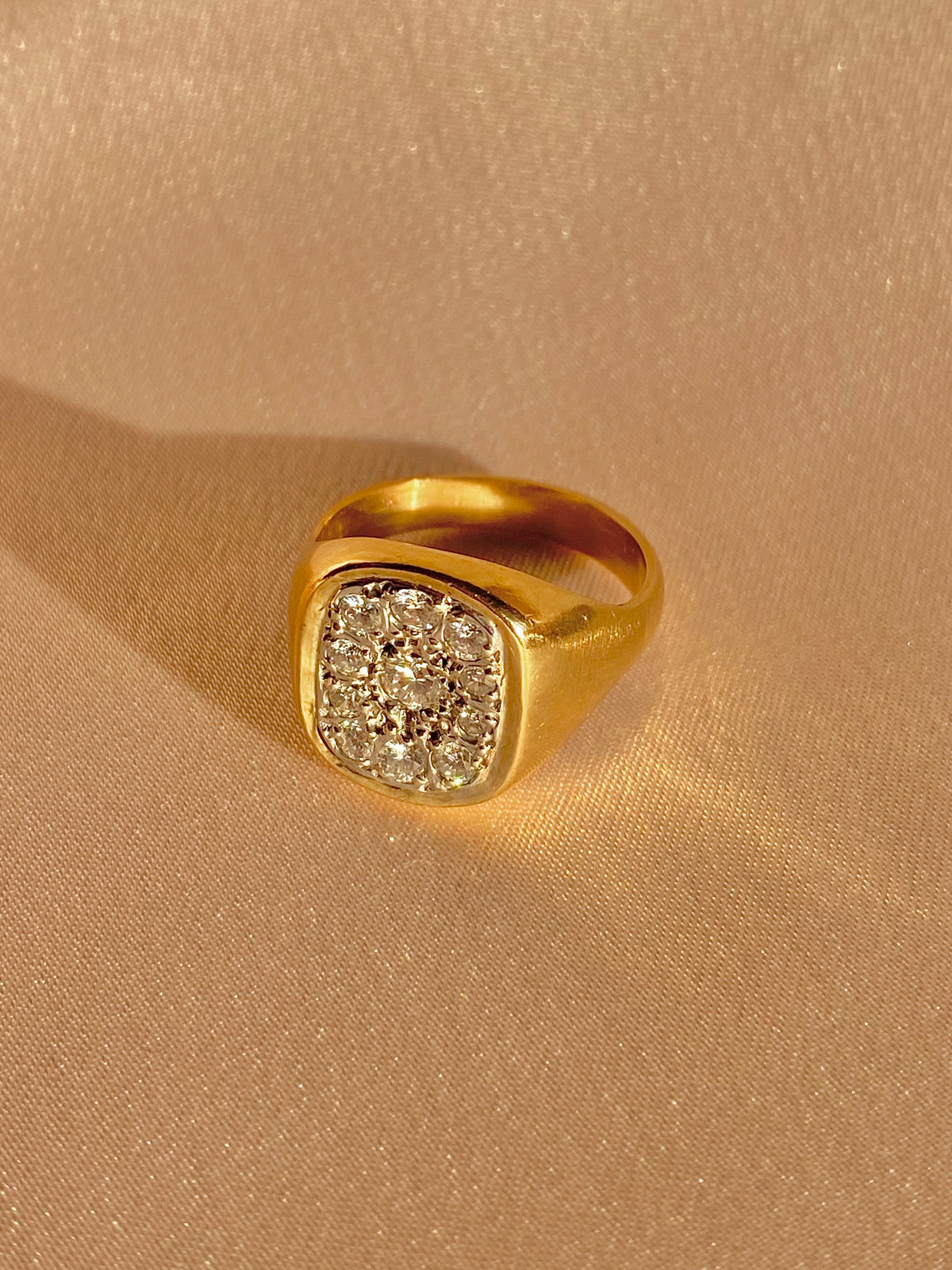 Vintage 9k Diamond Champion Signet Ring