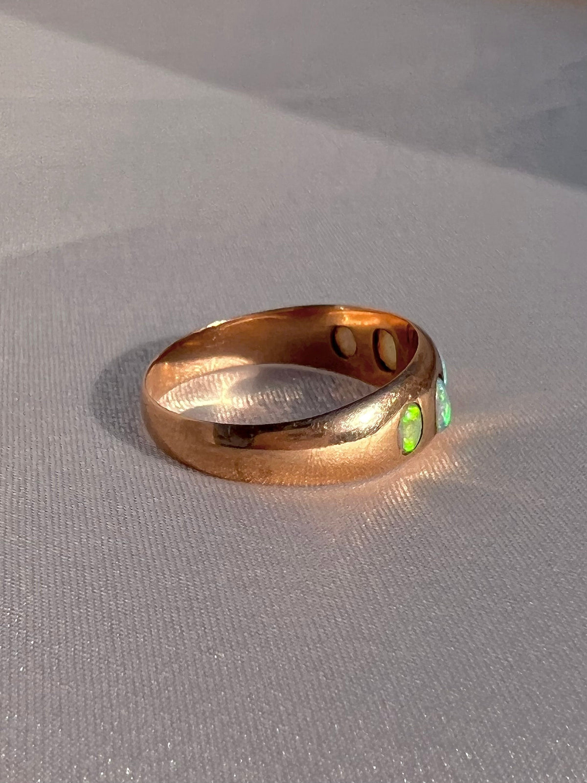Antique 9k Rose Gold Opal Cabochon Eternity Ring 1909