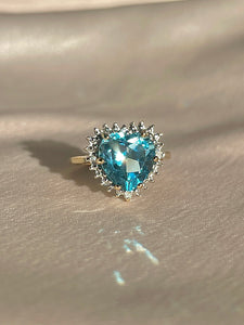 Vintage 10k Topaz Diamond Heart Ring