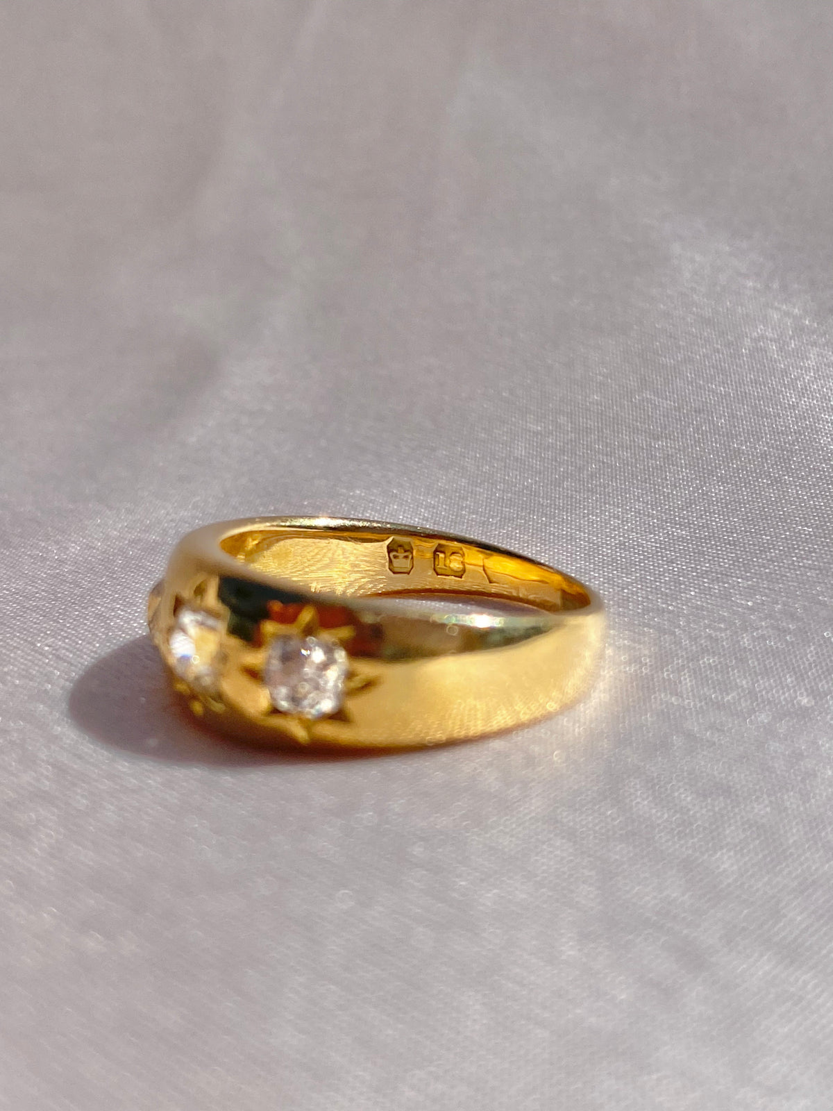 Antique 18k Trilogy Diamond Gypsy Ring 0.65cts