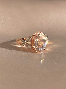 Vintage 9k Morganite Diamond Butterfly Ring