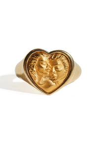 Vintage 18k Adam + Eve Heart Carrera y Carrera Signet Ring