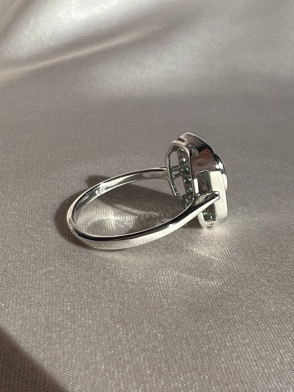 Emerald Diamond White Gold Target Deco Ring