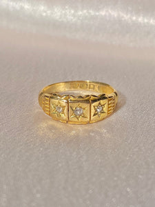 Antique 18k Paneled Trilogy Starburst Gypsy Ring 1900s