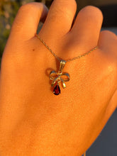 Load image into Gallery viewer, Vintage 9k Garnet Bow Necklace
