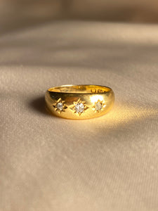 Antique Rose Cut Diamond 18k Gypsy Ring