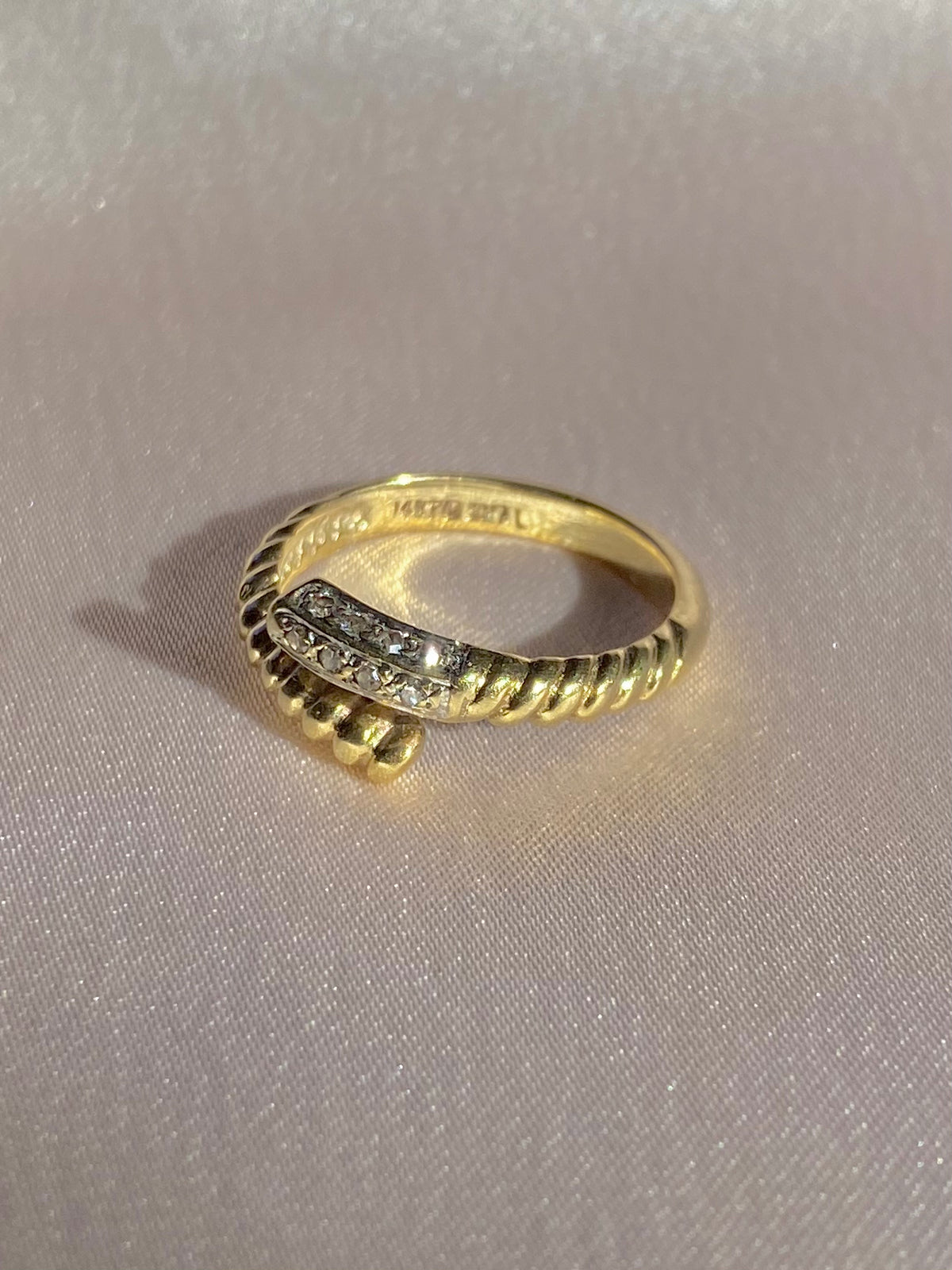 Vintage 14k Diamond Coil Wrap Ring