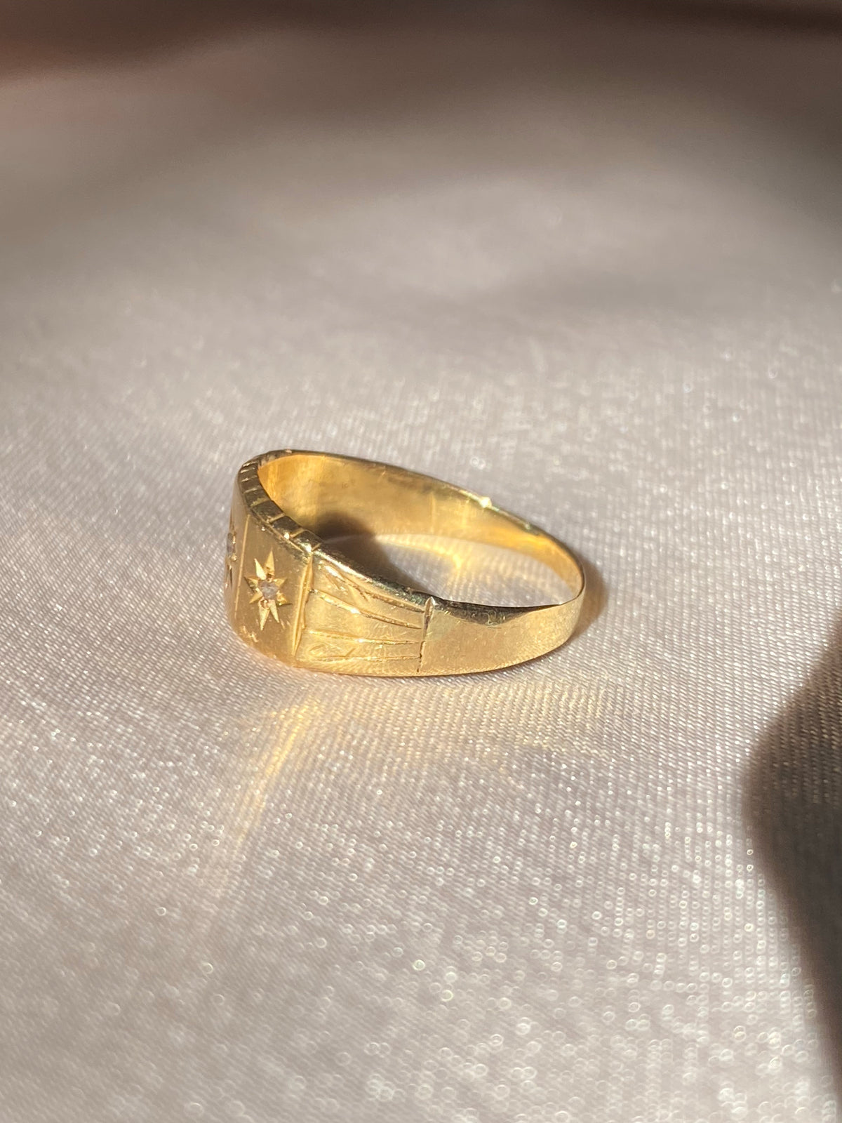 Antique 18k Diamond Paneled Starburst Trilogy Gypsy Ring