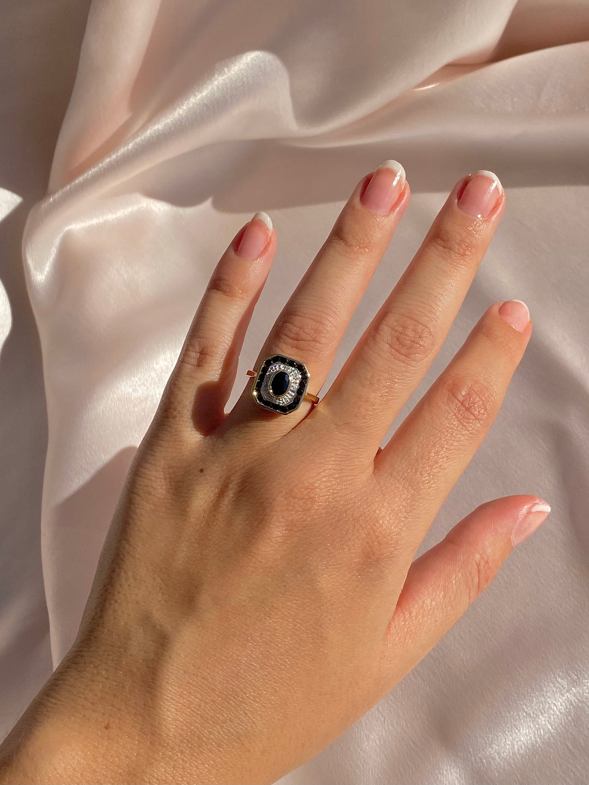 Midnight Sapphire Diamond Target Deco Ring