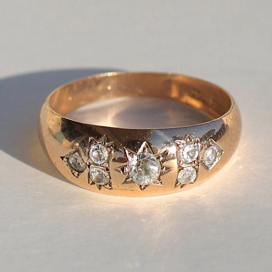 Antique 9k Crystal Rose Cut Starburst Ring