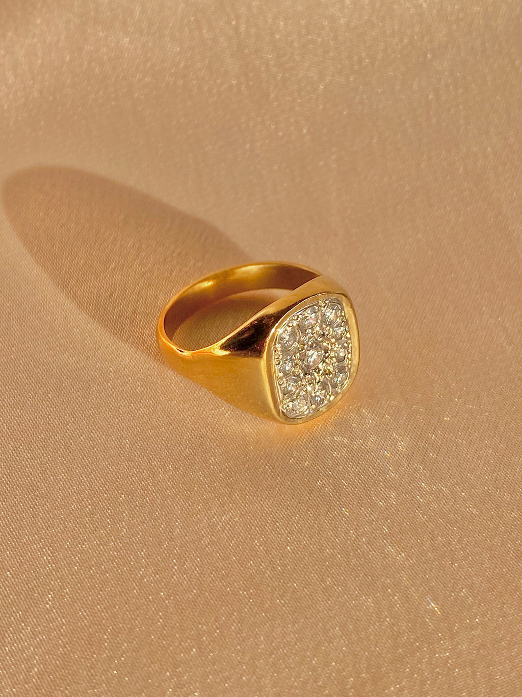 Vintage 9k Diamond Champion Signet Ring
