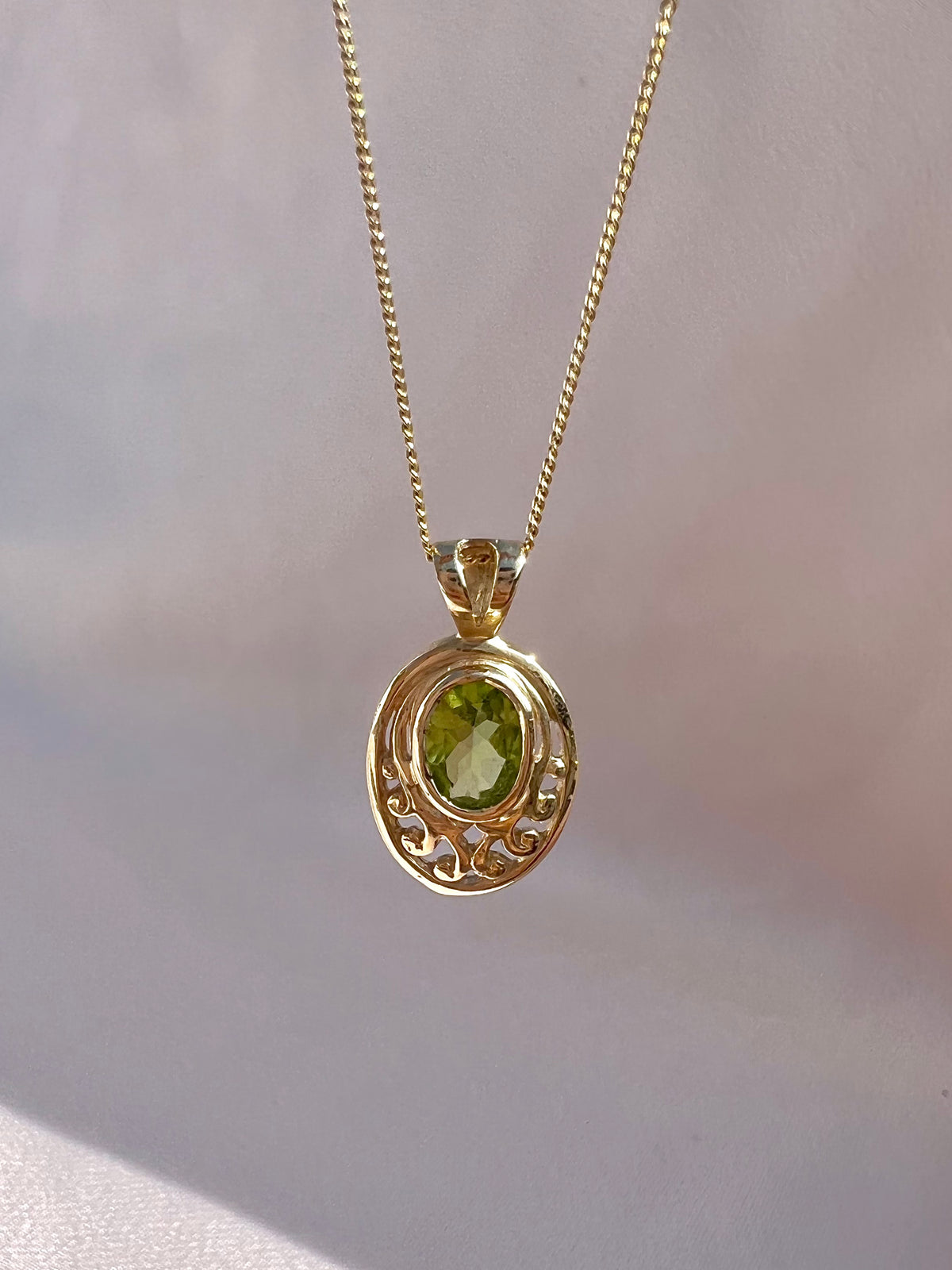 Vintage 9k Peridot Art Nouveau Revival Necklace
