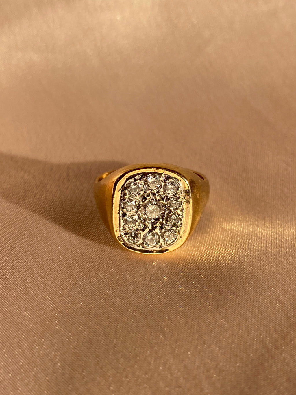 Vintage 9k Diamond Champion Signet Ring