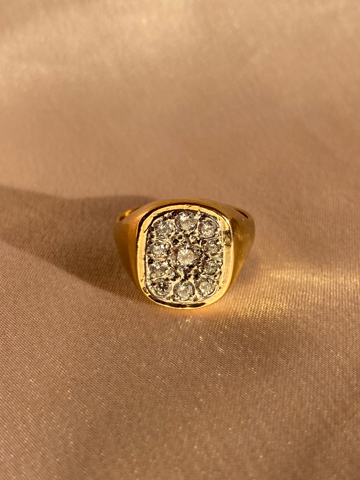 Vintage 9k Diamond Champion Signet Ring