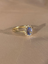Load image into Gallery viewer, Vintage 9k Tanzanite Diamond Oval Cluster Ring
