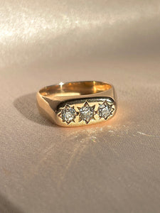 Vintage 14k Old European Diamond Trilogy Starburst Ring 1998 0.60 cts