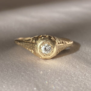 Antique 14k Diamond Art Deco Gypsy Ring