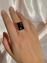 Load image into Gallery viewer, Antique 14k Onyx Diamond R Ring 1890s
