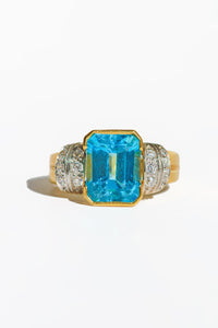 Vintage 18k Topaz Diamond Dress Ring