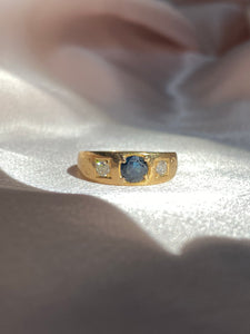 Antique 18k Sapphire + Diamond Gypsy Set Ring 1883