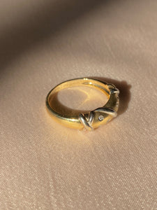 Vintage 9k Etoile Diamond Dot Dome Ring