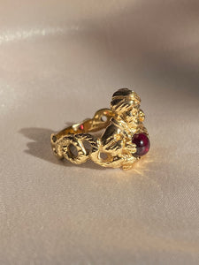 Vintage 14k Ruby Genie Serpent Cabochon Ring