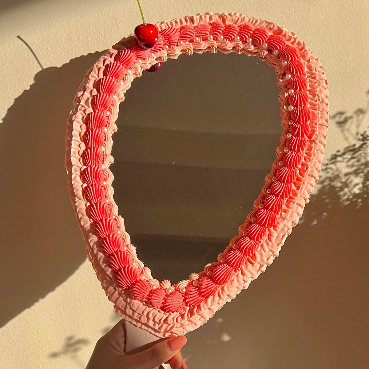 Cherry Pearl Fake Cake Mirror
