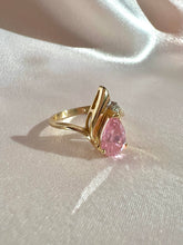 Load image into Gallery viewer, Vintage 10k Pink Pear Cubic Zirconia Diamond Ring
