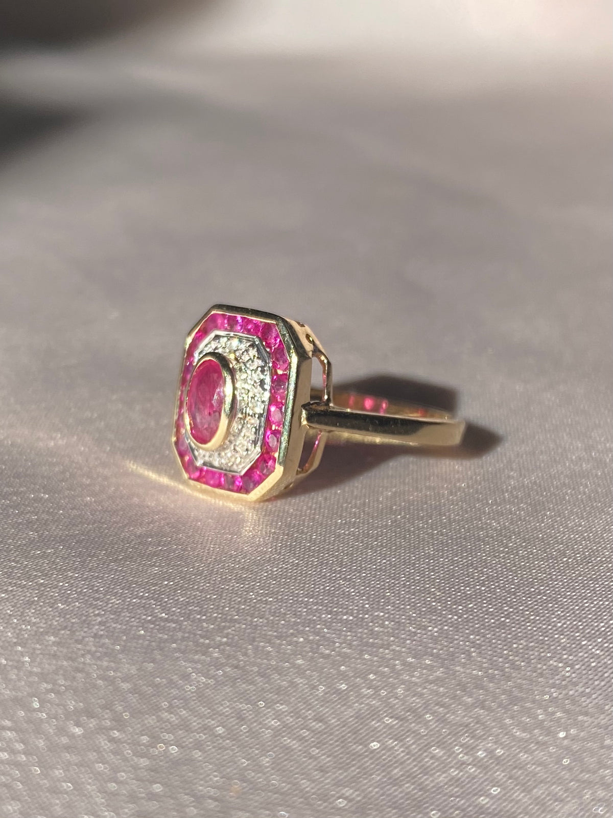 Ruby Diamond Target Deco Ring