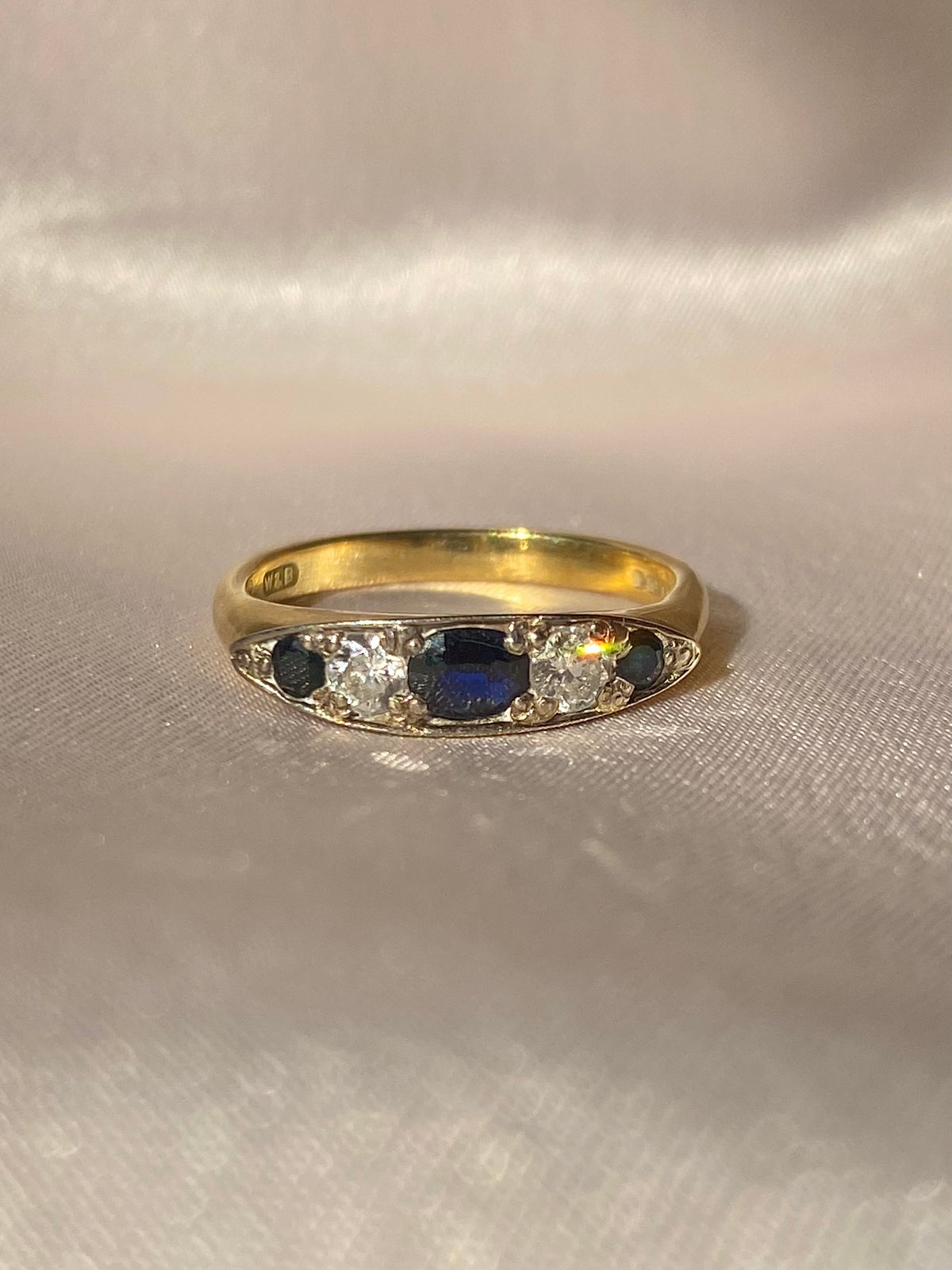 Vintage 18k Sapphire Diamond Ring 1983