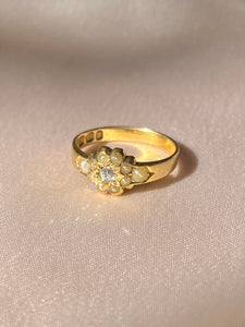 Antique 18k Diamond Seed Pearl Cluster Ring 1891