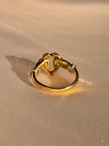 Antique 14k Onyx Enamel Floral Slab Ring