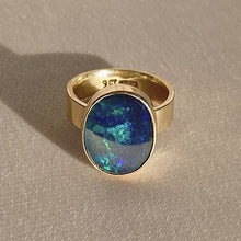 Load image into Gallery viewer, Vintage 9k Australian Black Opal Ring
