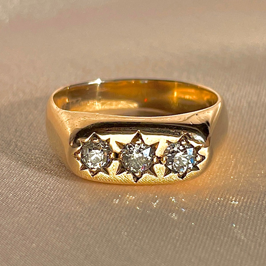 Vintage 14k Old European Diamond Trilogy Starburst Ring 1998 0.60 cts