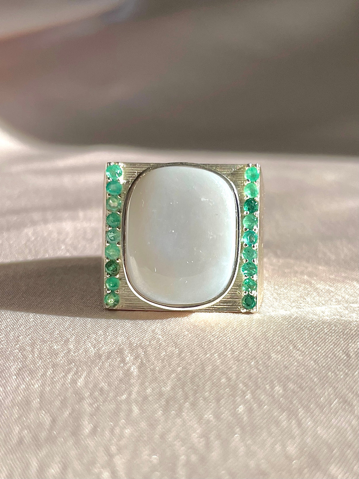 Opal Cabochon Emerald Dress Ring