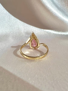 Vintage 10k Pink Pear Cubic Zirconia Diamond Ring