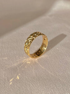 Vintage 9k Diamond Dot Eternity Brushed Ring 1975