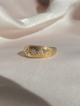 Load image into Gallery viewer, Antique 9k Trinity Starburst Diamond Gypsy Ring Wide Band

