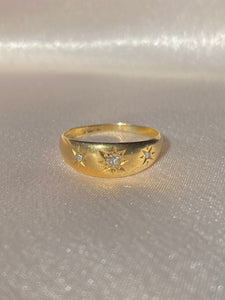 Antique 18k Trilogy Diamond Starburst Gypsy Ring 1913