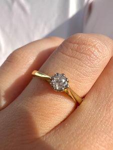 Antique 18k Old European Cut Diamond Solitaire Ring