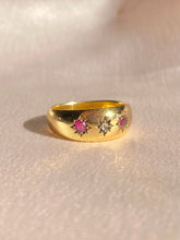 Load image into Gallery viewer, Antique 18k Trilogy Ruby Diamond Ring 1898
