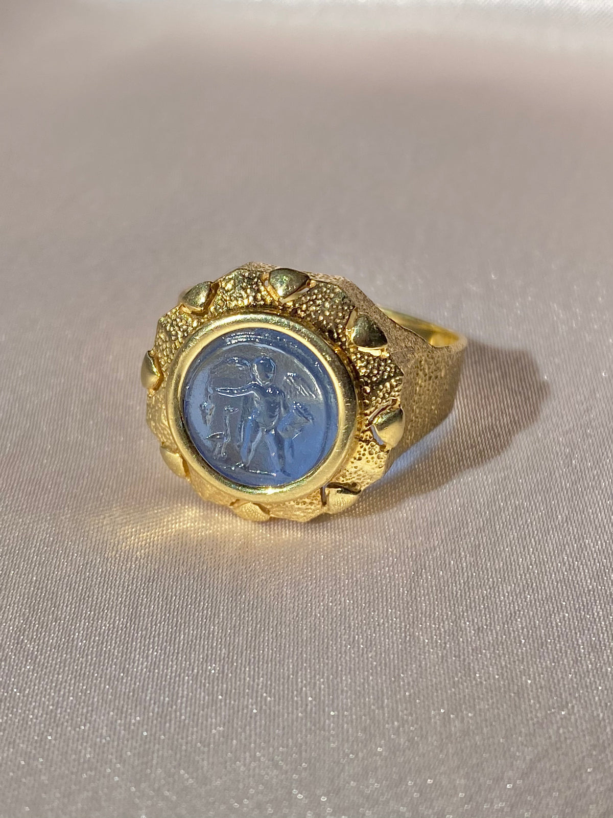 18k Italian Angel Cherub Intaglio Ring