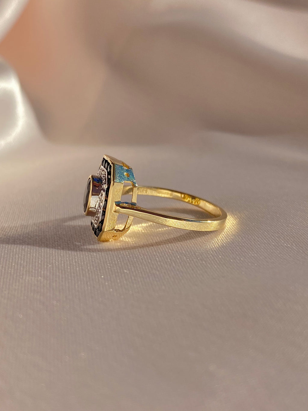 Midnight Sapphire Diamond Target Deco Ring
