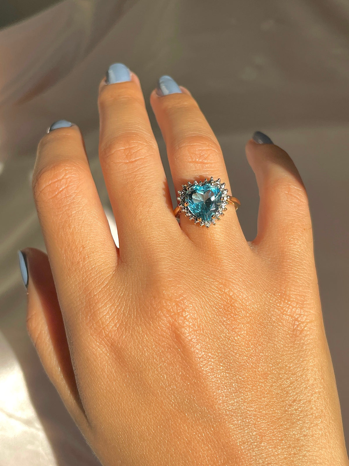 Vintage 10k Topaz Diamond Heart Ring