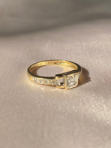 Vintage 9k Princess Cut Diamond Cocktail Ring