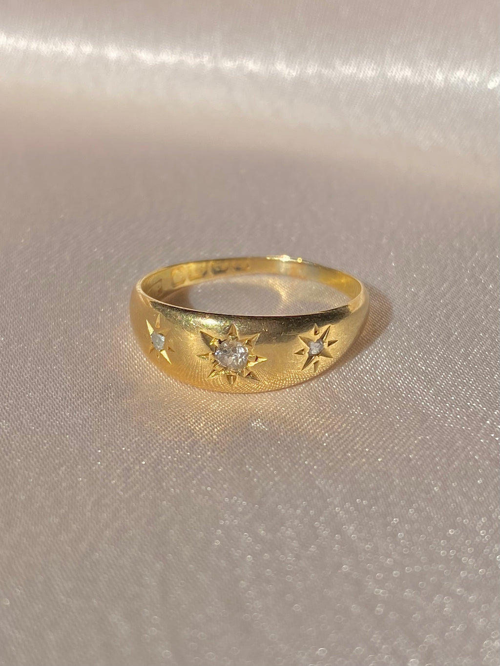 Antique 18k Trilogy Diamond Starburst Gypsy Ring 1913