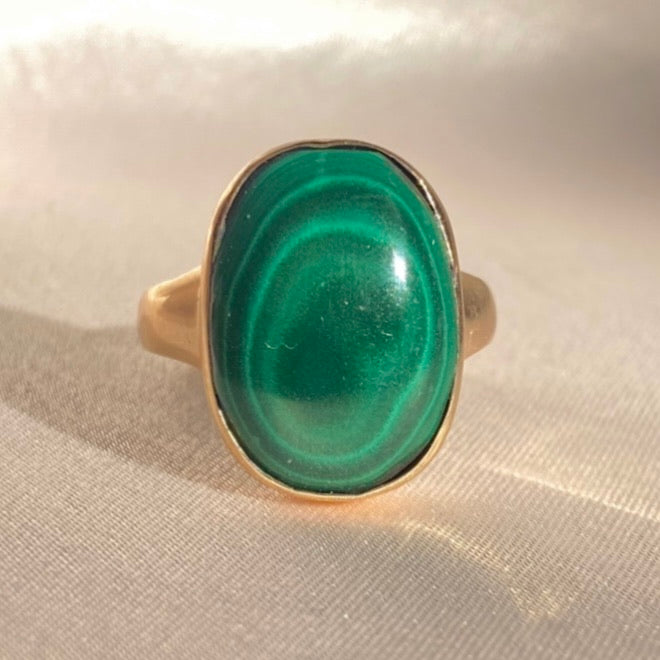 Vintage 10k Malachite Bezel Ring