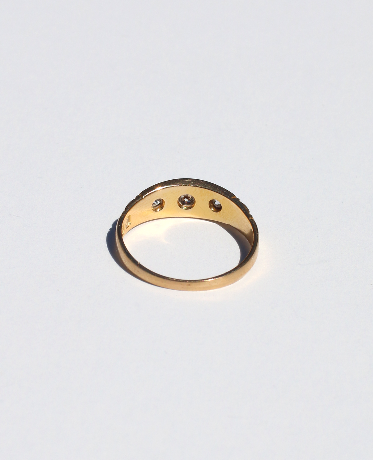 Antique 18k Flush Diamond Dot Trilogy Band 1888