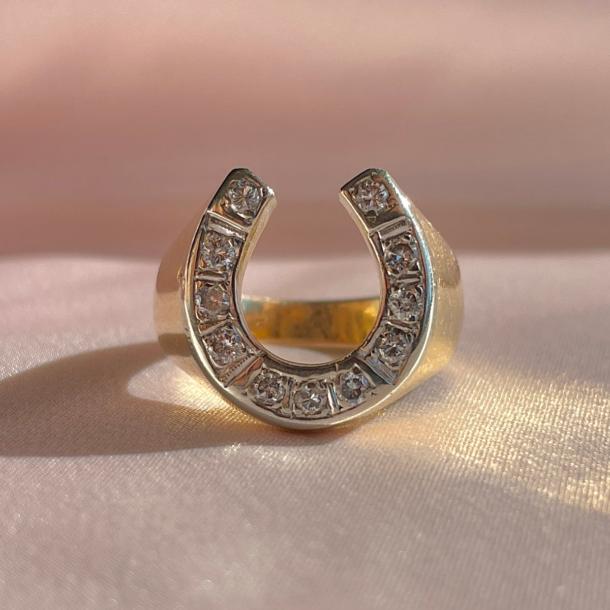 Vintage 14k Diamond Horseshoe Chunky Ring