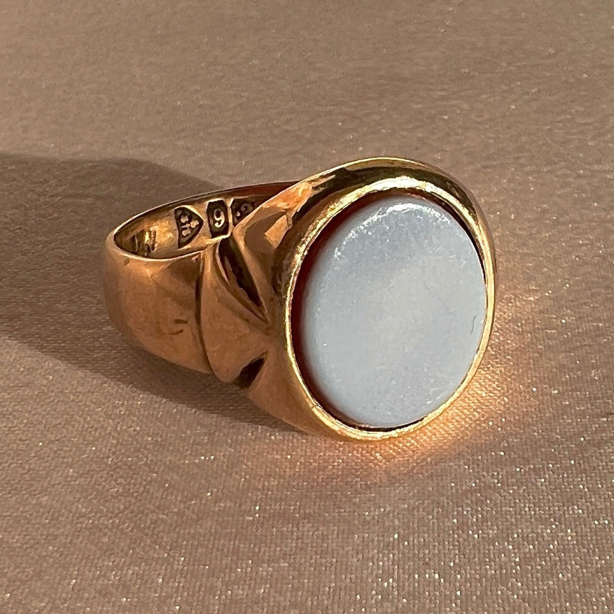 Antique 9k Sardonyx Signet Ring 1907